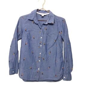 Old Navy Chambray Parrot Print Button-Down Top - XS